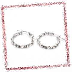 BHAVANI JEWELLERS 925 Italian Starling Silver Medium Twisted Hoop Earring | BJ-ER-09