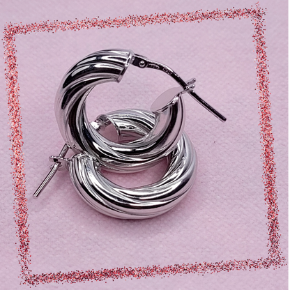 BHAVANI JEWELLERS 925 Italian Starling Silver Solid Silver Twisted Hoop Earring | BJ-ER-011