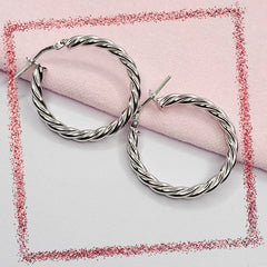 BHAVANI JEWELLERS 925 Italian Starling Silver Medium Twisted Hoop Earring | BJ-ER-09