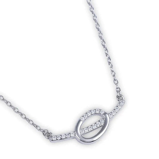 925 Starling Silver Bar CZ Chain Necklace