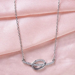 925 Starling Silver Bar CZ Chain Necklace