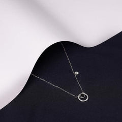 925 Starling Silver Dellis CZ Double Round Necklace