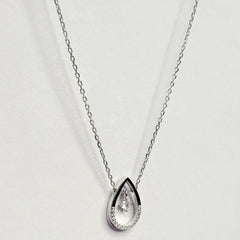 925 Starling Silver Open Pear Floating Diamond Necklace