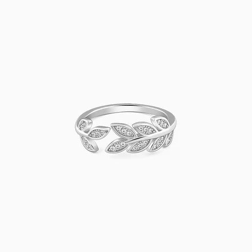 BHAVANI JEWELLERS 925 Anushka Sharma Silver Zircon Leaf Ring