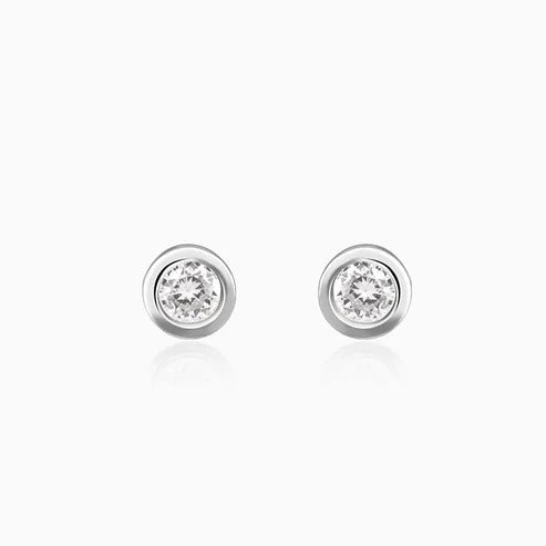 BHAVANI JEWELLERS 925 Silver Zircon Bezel Stud Earrings