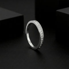 925 Starling Silver Diamond Channel Set Wedding Band Ring, Eternity Style | BJLR-0021