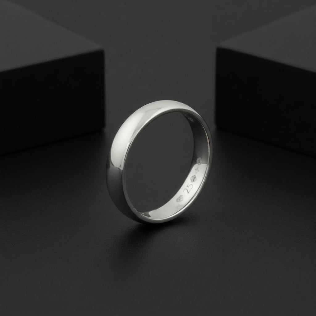 925 Sterling Silver Band Ring, Polished Finish, Classic Design, 925 Hallmark | BJLR-0019