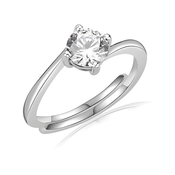 BHAVANI JEWELLERS Italian 925 Starling Silver Classy CZ Studded Adjustable Ring | BJ-LR-09