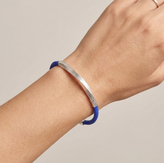 Sterling Silver Twist Diamond-Cut Cobalt Blue Silicon Bracelet |
