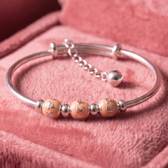 Product Details: 925 Sterling Silver Peach Bead Bangle
