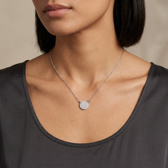 Full Pave Disc Pendant Necklace