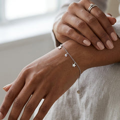 925 Delicate Sterling Silver Star Charm Bracelate, Adjustable Chain Link Design with Crystal Accent| Gifts for Women & Girls & Girlfriend |Wedding and Gifts