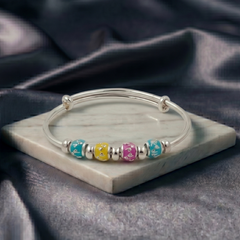 Silver Multi-Color Enamel Charm Bracelet 925 Sterling Silver