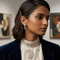 Diamond-Cut C-Hoop Post Earrings