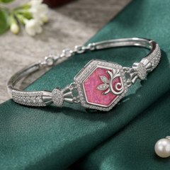Elegant Pink Hexagon Bracelet