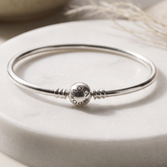 High-Shine 925 Silver Charm Bangle