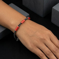 Red & Black Beaded Bracelet for Women | Stylish Everyday Jewelry