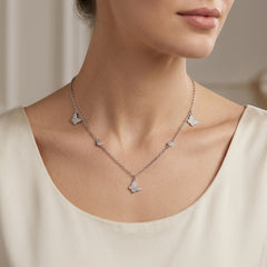 925 Sterling Silver Butterfly Necklace for Women – Elegant Butterfly Pendant Chain with CZ Stones | Dainty Everyday Jewelry Gift for Her