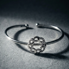 925 Sterling Silver Intertwined Eternity Circle Open Cuff Bangle