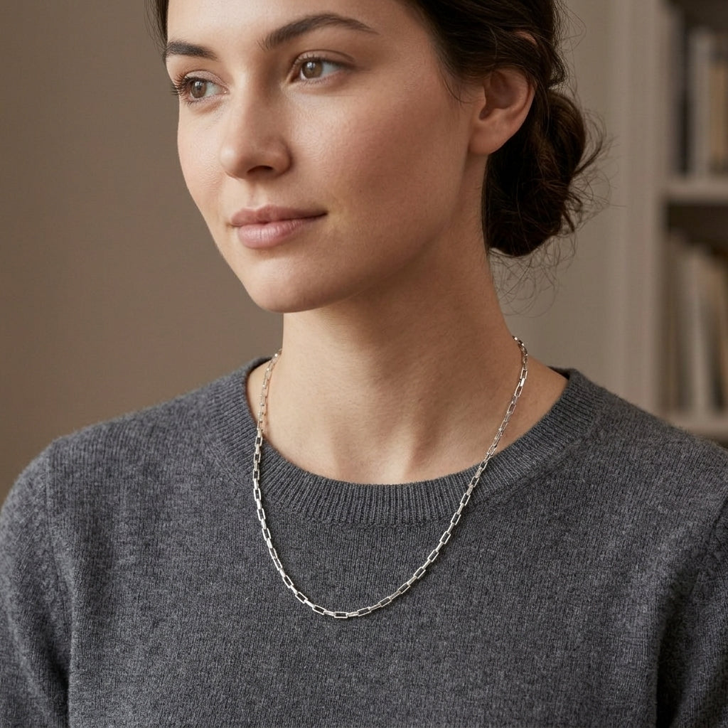 Italian Rectangle Link Paperclip Chain