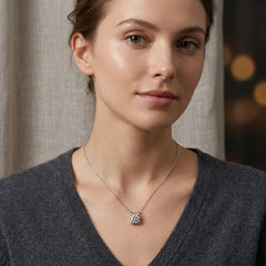 925 Sterling Silver Four-Prong Round Solitaire Pendant Necklace