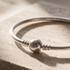 High-Shine 925 Silver Charm Bangle