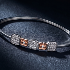 925 Sterling Silver Geometric Multi-Charm Bangle